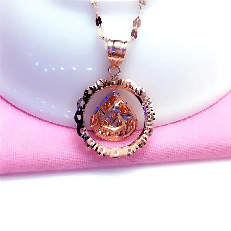 14K Rose Necklace with Purple Water Drop Pendant