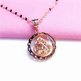 14K Rose Necklace with Purple Water Drop Pendant