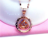 14K Rose Necklace with Purple Water Drop Pendant