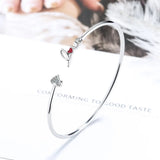 925 Silver Love Letter Red Heart Cuff Bracelet For Women