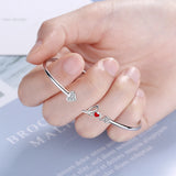 925 Silver Love Letter Red Heart Cuff Bracelet For Women