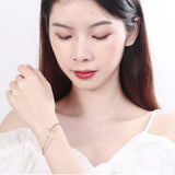 925 Silver Love Letter Red Heart Cuff Bracelet For Women