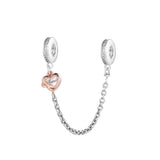 925 Silver Family Heart Safety Chain for European Bracelets