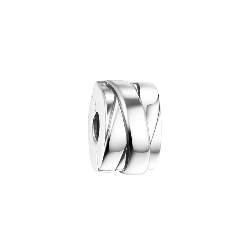 925 Silver Charms Polished Ribbons Clip Fits European Bracelets