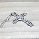 925 Silver Bible Jesus Cross Pendant Necklace with Simulated Diamond