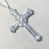 925 Silver Bible Jesus Cross Pendant Necklace with Simulated Diamond