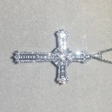 925 Silver Bible Jesus Cross Pendant Necklace with Simulated Diamond