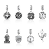 925 Silver DIY Pendant Bird Round Bead Necklace Charms Bracelet