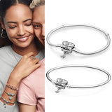 925 Silver Butterfly Button Pan Bracelet for European Charm Bracelets