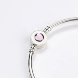 925 Silver Pan Bracelet Pink Heart Charm European Style Women Jewelry