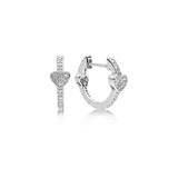 925 Silver Pan Earrings Alluring Hearts Crystal Studs Wedding Gift