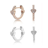 925 Silver Pan Earrings Alluring Hearts Crystal Studs Wedding Gift
