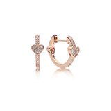 925 Silver Pan Earrings Alluring Hearts Crystal Studs Wedding Gift