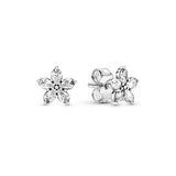 925 Silver Snowflake Pan Earrings with Crystal Cz for Women