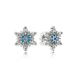 925 Silver Snowflake Pan Earrings with Crystal Cz for Women