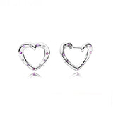 925 Silver Pan Earrings Crystal Love Earrings Wedding Gift Jewelry
