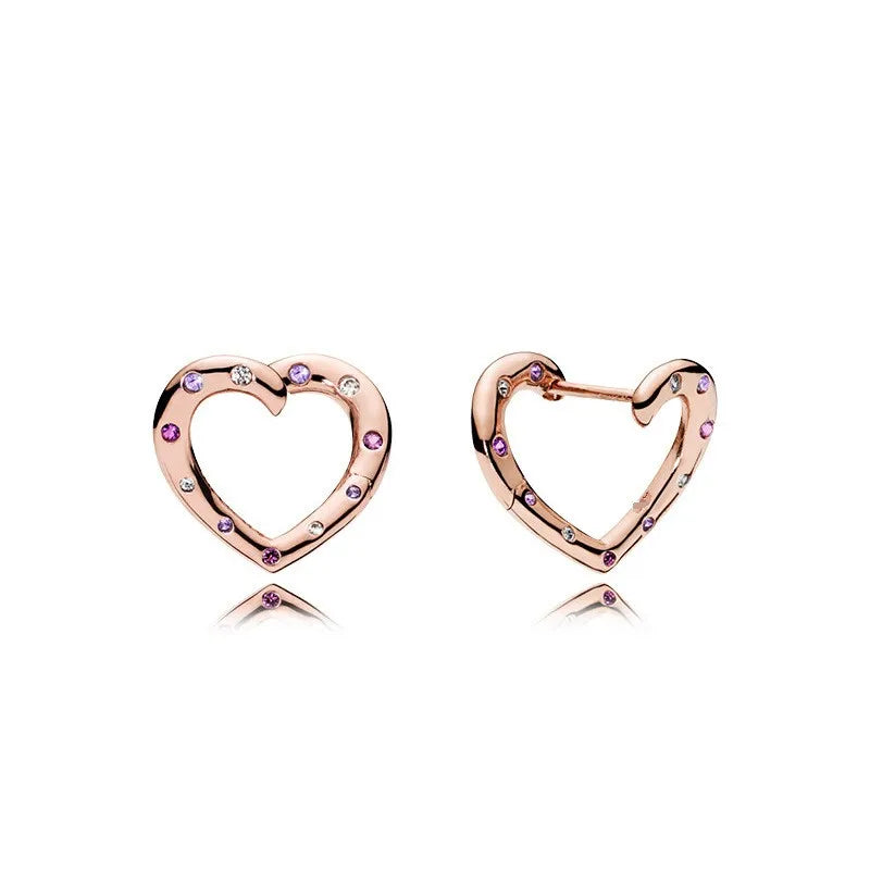 925 Silver Pan Earrings Crystal Love Earrings Wedding Gift Jewelry