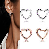 925 Silver Pan Earrings Crystal Love Earrings Wedding Gift Jewelry
