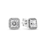 925 Silver Square Crystal Pan Earrings - Wedding Jewelry Gift
