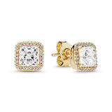 925 Silver Square Crystal Pan Earrings - Wedding Jewelry Gift