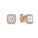 925 Silver Square Crystal Pan Earrings - Wedding Jewelry Gift