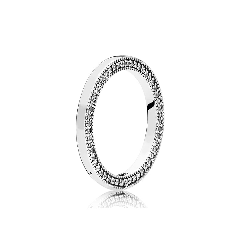 925 Silver Pan Ring with Crystal Cz for Women