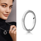 925 Silver Pan Ring with Crystal Cz for Women
