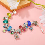 925 Silver Princess Glass Beads Snake Bracelet Set