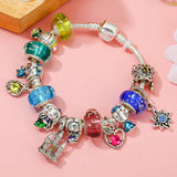 925 Silver Princess Glass Beads Snake Bracelet Set