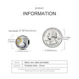 925 Silver Celestial Moon Sun Star Charm for Bracelet Pendant