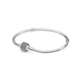 925 Silver Sparkling Crystal Button Pan Bracelet for European Charm Bracelets