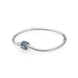 925 Silver Sparkling Crystal Button Pan Bracelet for European Charm Bracelets