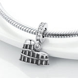 925 Silver Vintage Colosseum Arc Triomphe Dangle Charm Bracelet Necklace Bead