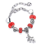 925 Silver Women's Unicorn Snake Bracelet in Red Green Purple