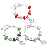 925 Silver Women's Unicorn Snake Bracelet in Red Green Purple