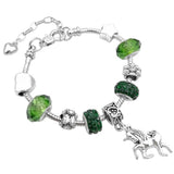 925 Silver Women's Unicorn Snake Bracelet in Red Green Purple