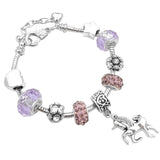 925 Silver Women's Unicorn Snake Bracelet in Red Green Purple