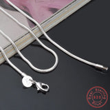925 Solid Silver Snake Chain Necklace 16-24in for Women Men