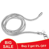 925 Solid Silver Snake Chain Necklace 16-24in for Women Men