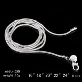 925 Solid Silver Snake Chain Necklace 16-24in for Women Men