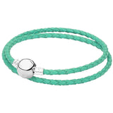 925 Sterling Silver Leather Ball Clasp Bracelet 16-46cm