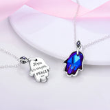 925 Silver Purple Zircon Evil Eye Hand Of Famar Necklace