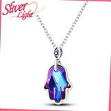 925 Silver Purple Zircon Evil Eye Hand Of Famar Necklace