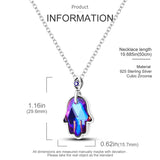 925 Silver Purple Zircon Evil Eye Hand Of Famar Necklace