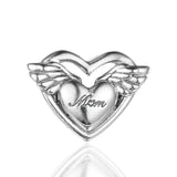 925 Silver Angel Wings & Mum Charm Bracelet Beads Mother's Gift