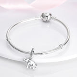 925 Silver Bear Charm Bead for Bracelet Elephant Dog Dangle Jewelry DIY Gift