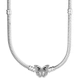 925 Silver Star Disc Necklace Butterfly Clasp