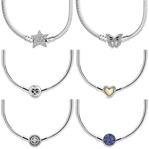 925 Silver Star Disc Necklace Butterfly Clasp