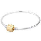 925 Silver Ball & Barrel Clasp Snake Chain Bangle for Bracelet DIY