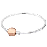 925 Silver Ball & Barrel Clasp Snake Chain Bangle for Bracelet DIY